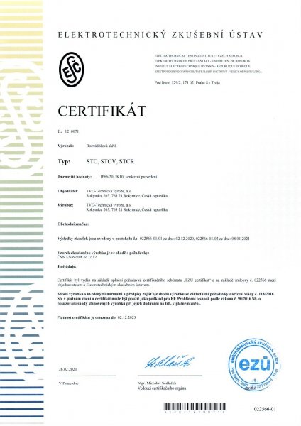 Certifikát STC, STCV, STCR